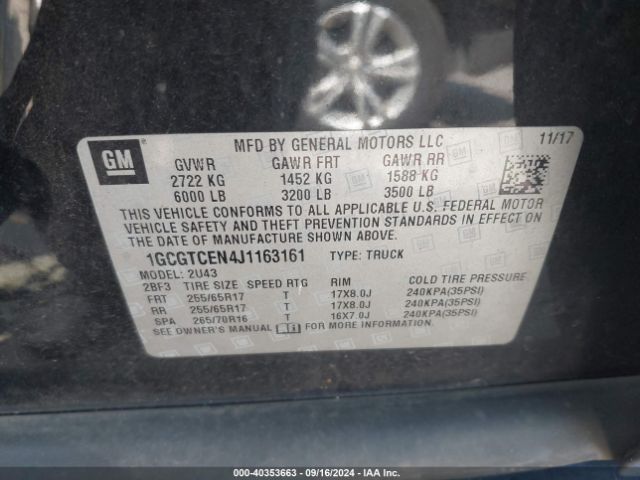 Photo 8 VIN: 1GCGTCEN4J1163161 - CHEVROLET COLORADO 