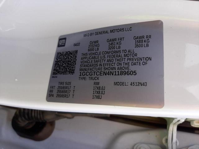 Photo 12 VIN: 1GCGTCEN4N1189605 - CHEVROLET COLORADO L 