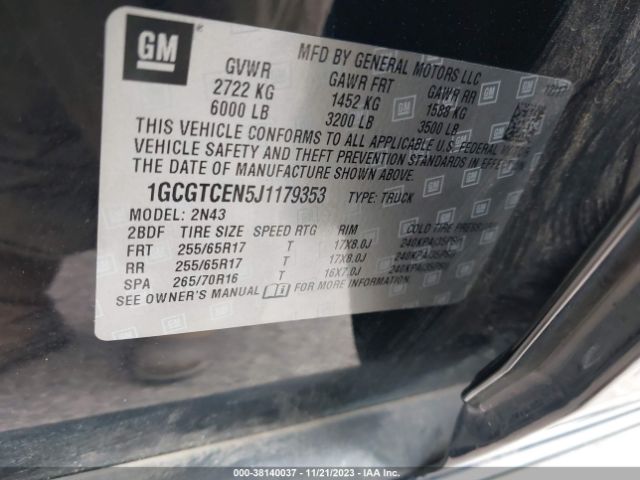 Photo 8 VIN: 1GCGTCEN5J1179353 - CHEVROLET COLORADO 