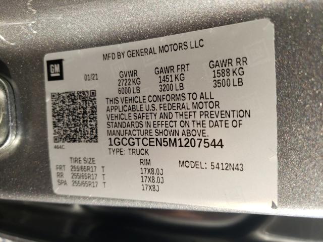 Photo 9 VIN: 1GCGTCEN5M1207544 - CHEVROLET COLORADO L 