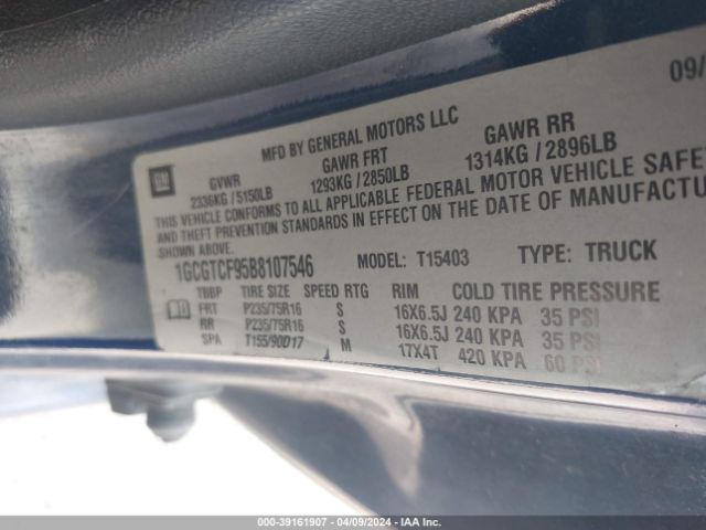 Photo 8 VIN: 1GCGTCF95B8107546 - CHEVROLET COLORADO 