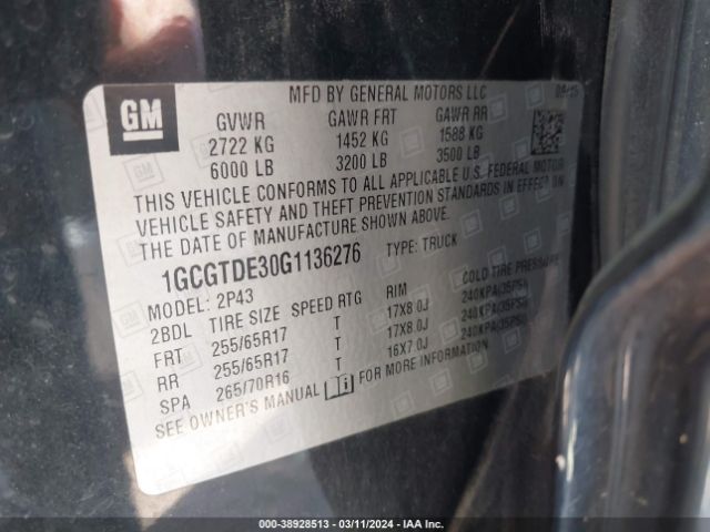 Photo 8 VIN: 1GCGTDE30G1136276 - CHEVROLET COLORADO 