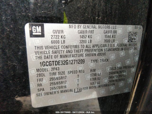 Photo 8 VIN: 1GCGTDE32G1271209 - CHEVROLET COLORADO 