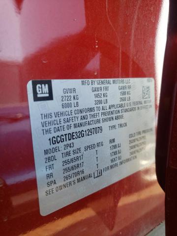 Photo 9 VIN: 1GCGTDE32G1297079 - CHEVROLET COLORADO Z 