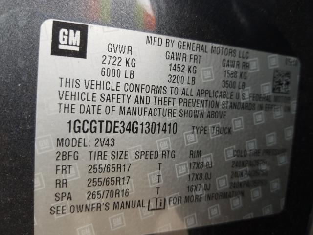 Photo 9 VIN: 1GCGTDE34G1301410 - CHEVROLET COLORADO Z 