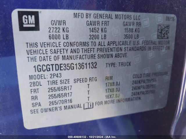 Photo 8 VIN: 1GCGTDE35G1361132 - CHEVROLET COLORADO 