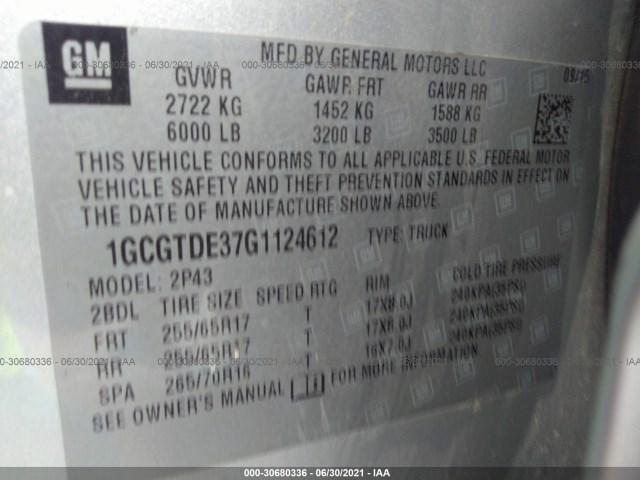 Photo 8 VIN: 1GCGTDE37G1124612 - CHEVROLET COLORADO 