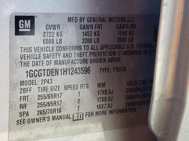 Photo 9 VIN: 1GCGTDEN1H1243596 - CHEVROLET COLORADO Z 