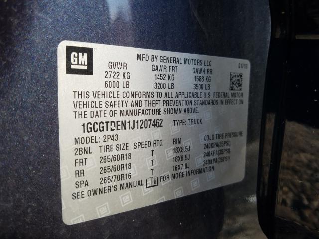 Photo 9 VIN: 1GCGTDEN1J1207462 - CHEVROLET COLORADO Z 