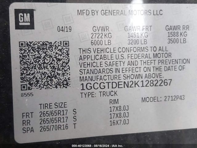 Photo 8 VIN: 1GCGTDEN2K1282267 - CHEVROLET COLORADO 