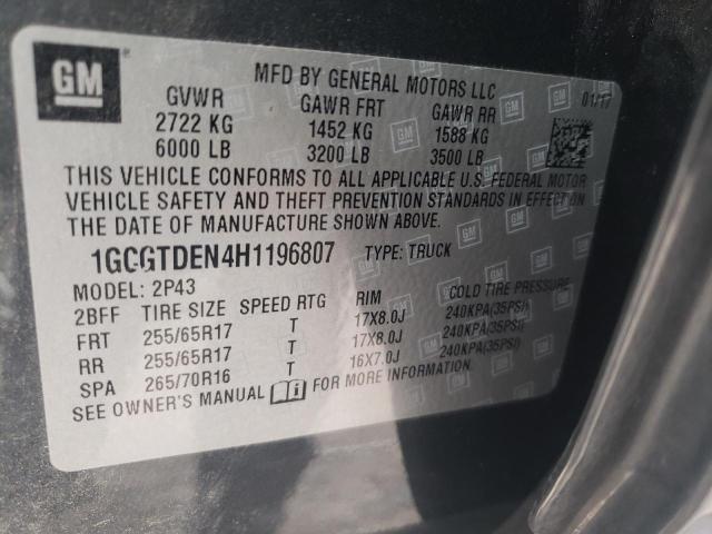 Photo 11 VIN: 1GCGTDEN4H1196807 - CHEVROLET COLORADO Z 