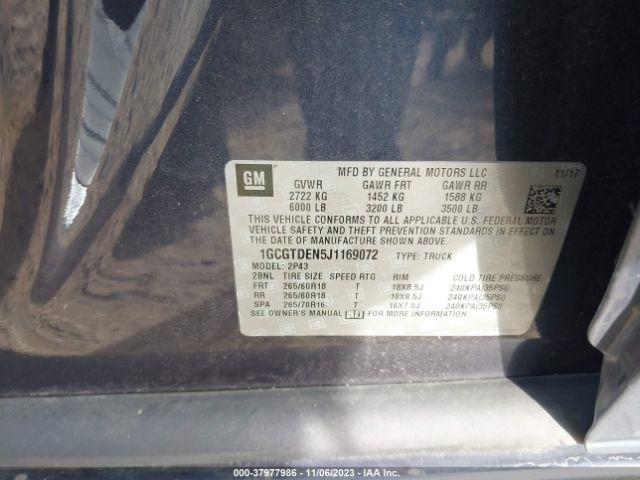 Photo 8 VIN: 1GCGTDEN5J1169072 - CHEVROLET COLORADO 