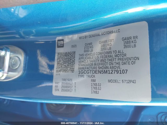 Photo 8 VIN: 1GCGTDEN5M1279107 - CHEVROLET COLORADO 