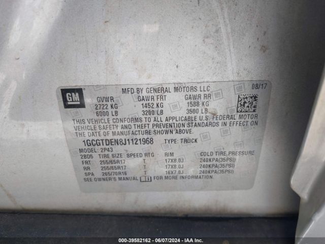 Photo 8 VIN: 1GCGTDEN8J1121968 - CHEVROLET COLORADO 