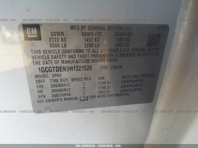 Photo 8 VIN: 1GCGTDEN9H1321526 - CHEVROLET COLORADO 