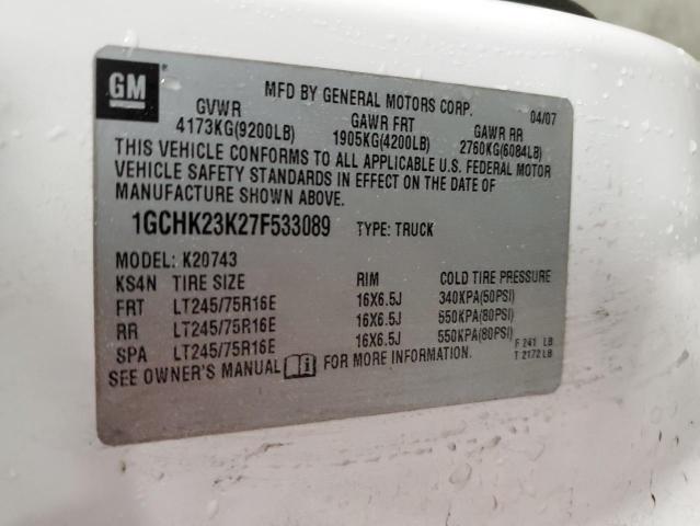 Photo 11 VIN: 1GCHK23K27F533089 - CHEVROLET SILVERADO 