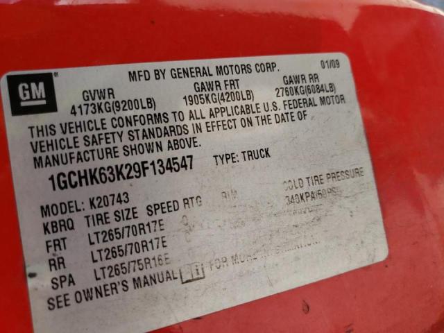 Photo 9 VIN: 1GCHK63K29F134547 - CHEVROLET SILVERADO 