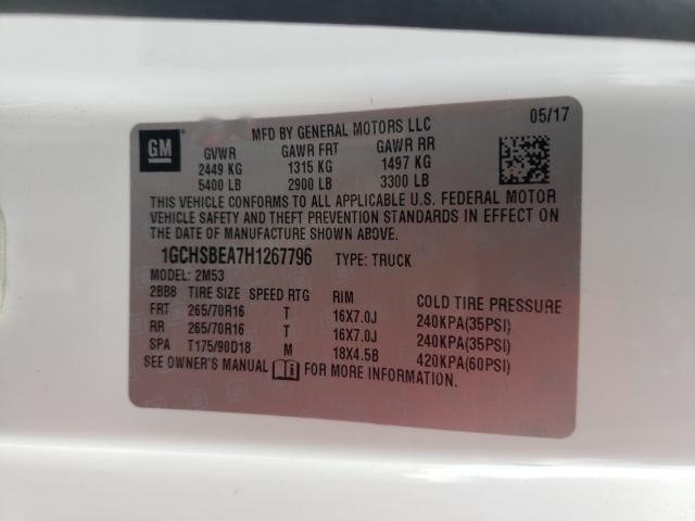 Photo 9 VIN: 1GCHSBEA7H1267796 - CHEVROLET COLORADO 