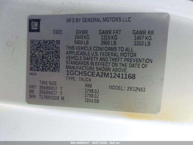 Photo 8 VIN: 1GCHSCEA2M1241168 - CHEVROLET COLORADO 