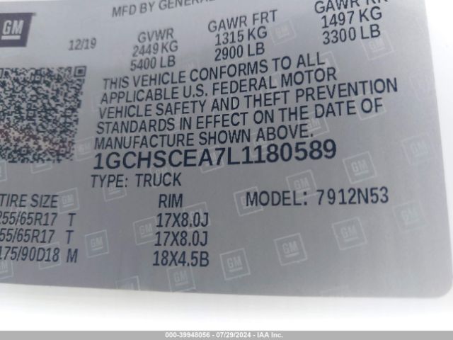 Photo 8 VIN: 1GCHSCEA7L1180589 - CHEVROLET COLORADO 