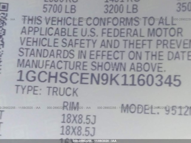 Photo 8 VIN: 1GCHSCEN9K1160345 - CHEVROLET COLORADO 