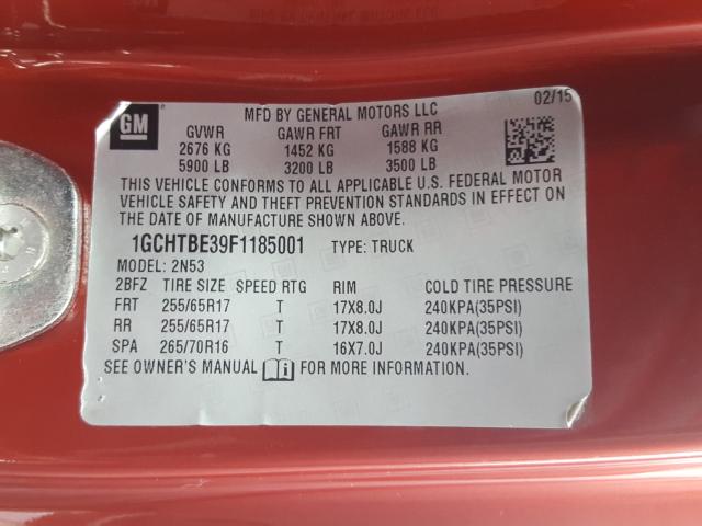 Photo 9 VIN: 1GCHTBE39F1185001 - CHEVROLET COLORADO L 