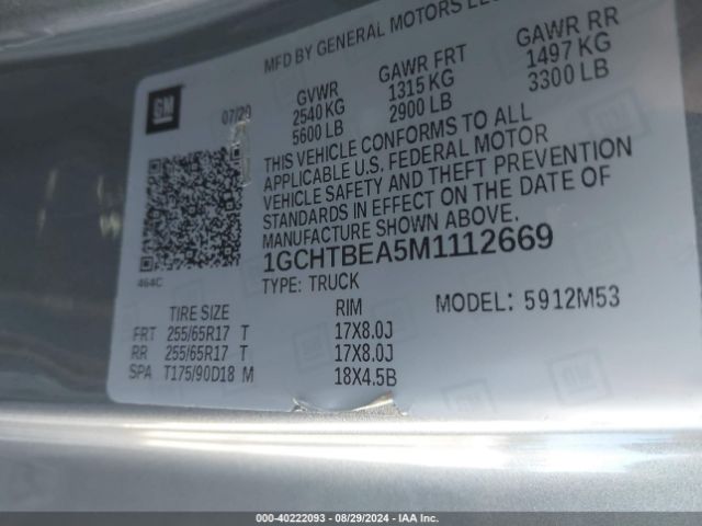 Photo 8 VIN: 1GCHTBEA5M1112669 - CHEVROLET COLORADO 