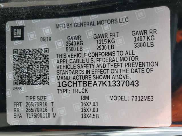 Photo 11 VIN: 1GCHTBEA7K1337043 - CHEVROLET COLORADO 