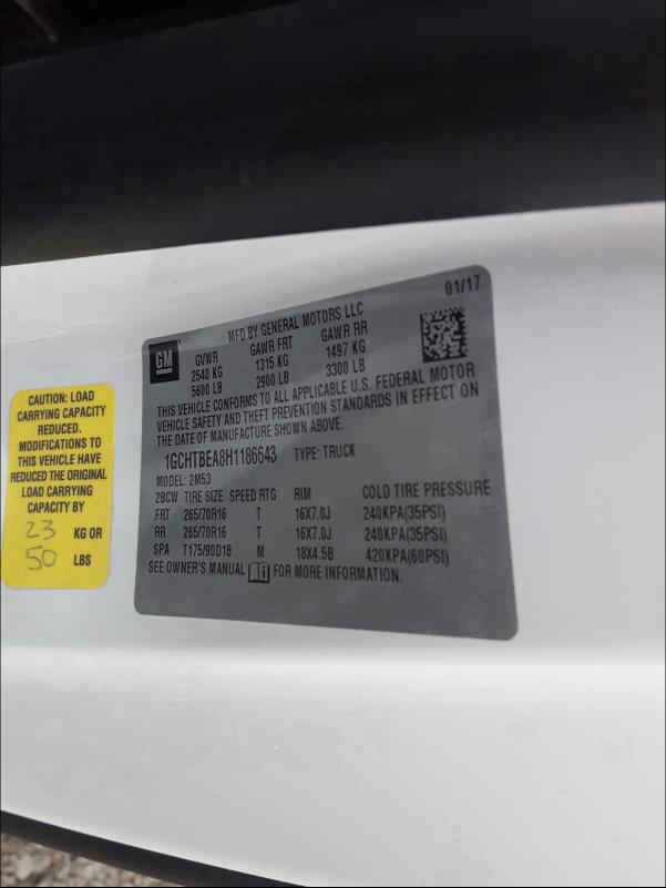 Photo 9 VIN: 1GCHTBEA8H1186643 - CHEVROLET COLORADO 