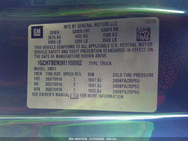 Photo 8 VIN: 1GCHTBEN0H1168902 - CHEVROLET COLORADO 