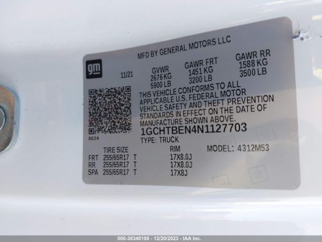 Photo 8 VIN: 1GCHTBEN4N1127703 - CHEVROLET COLORADO 