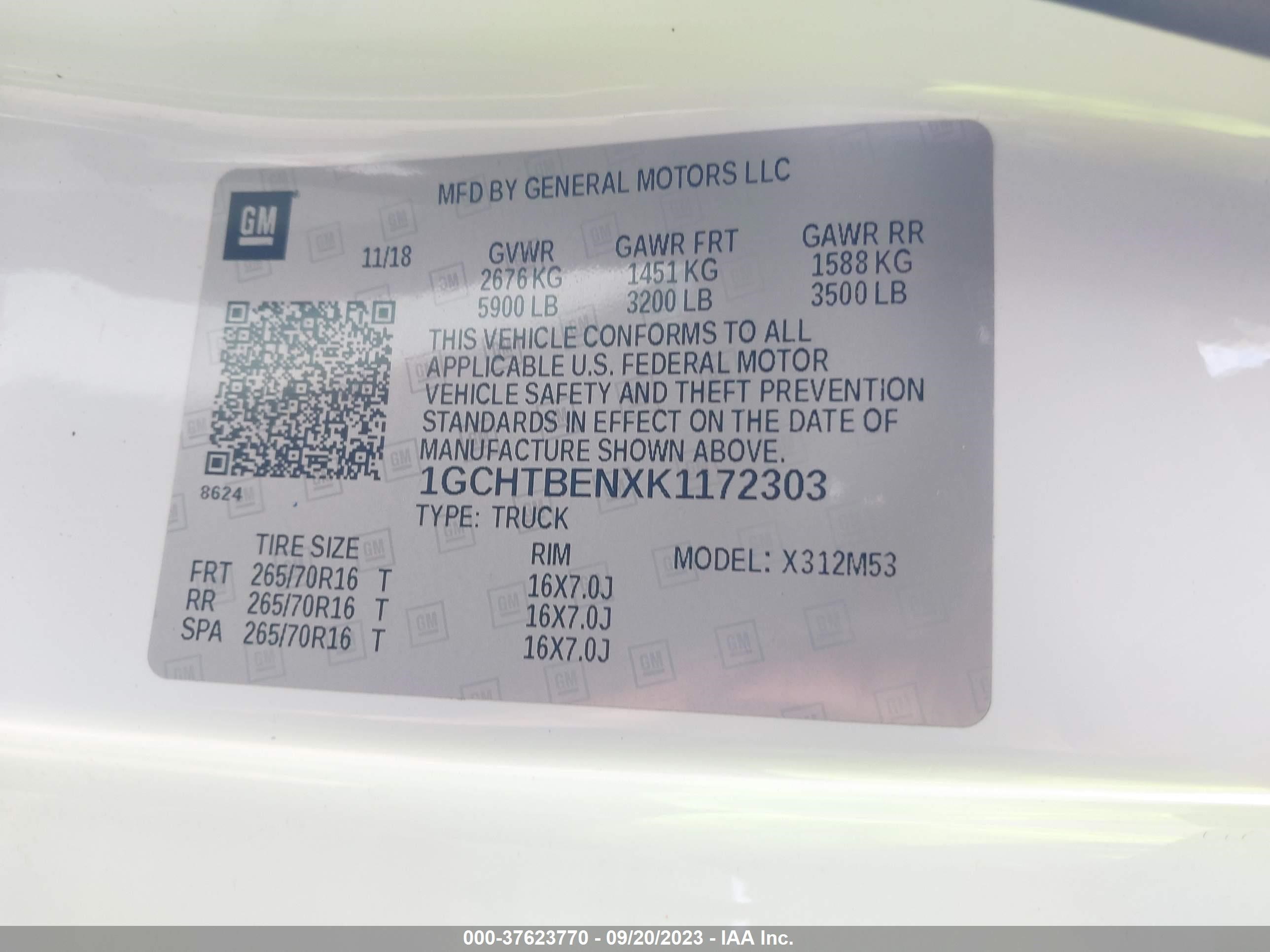 Photo 8 VIN: 1GCHTBENXK1172303 - CHEVROLET COLORADO 