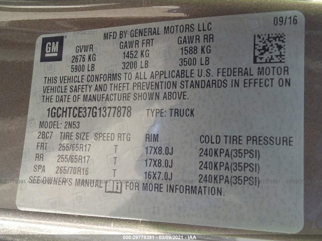 Photo 8 VIN: 1GCHTCE37G1377878 - CHEVROLET COLORADO 