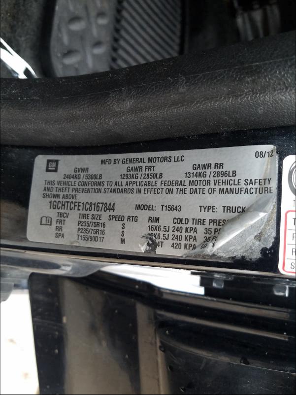 Photo 9 VIN: 1GCHTCFE1C8167844 - CHEVROLET COLORADO L 