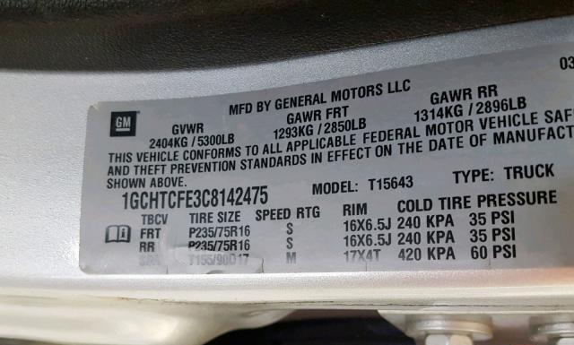 Photo 9 VIN: 1GCHTCFE3C8142475 - CHEVROLET COLORADO 