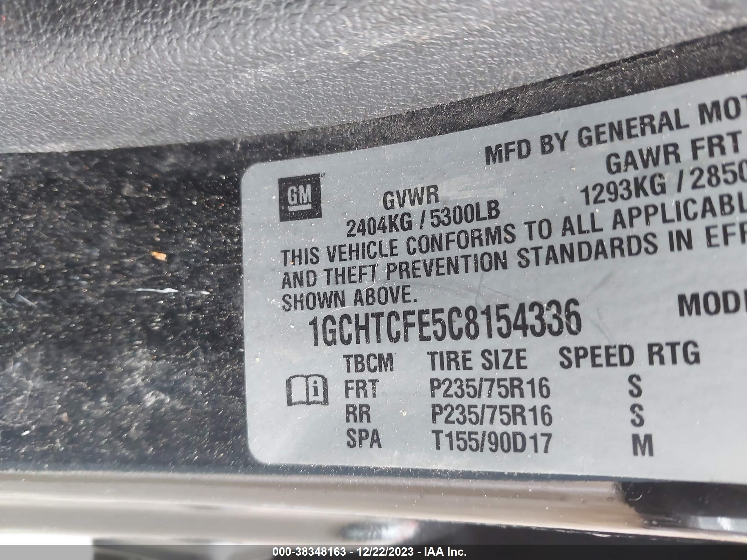 Photo 8 VIN: 1GCHTCFE5C8154336 - CHEVROLET COLORADO 