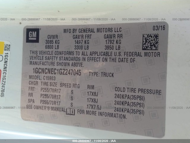 Photo 8 VIN: 1GCNCNEC1GZ247045 - CHEVROLET SILVERADO 1500 