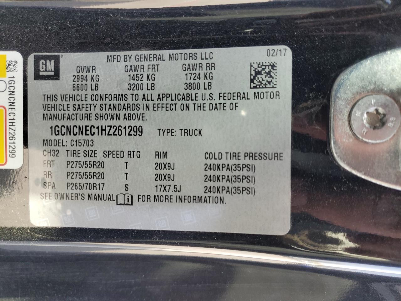 Photo 11 VIN: 1GCNCNEC1HZ261299 - CHEVROLET SILVERADO 