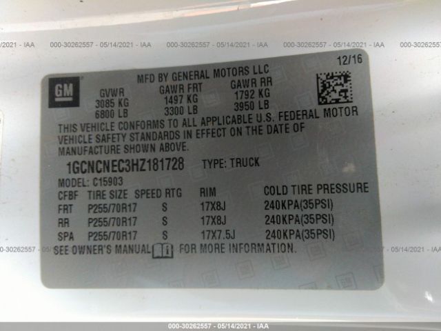 Photo 8 VIN: 1GCNCNEC3HZ181728 - CHEVROLET SILVERADO 1500 