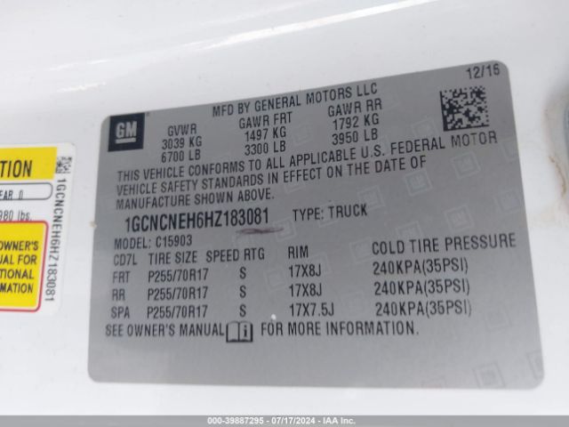 Photo 8 VIN: 1GCNCNEH6HZ183081 - CHEVROLET SILVERADO 