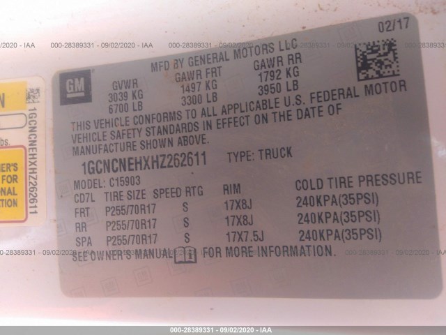 Photo 8 VIN: 1GCNCNEHXHZ262611 - CHEVROLET SILVERADO 1500 