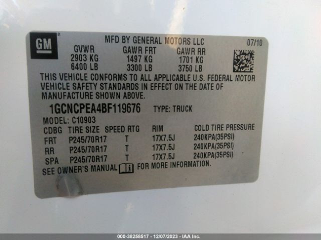 Photo 8 VIN: 1GCNCPEA4BF119676 - CHEVROLET SILVERADO 1500 