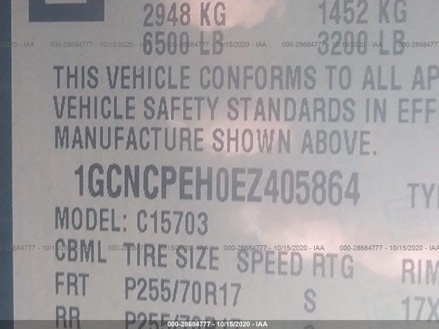 Photo 8 VIN: 1GCNCPEH0EZ405864 - CHEVROLET SILVERADO 1500 