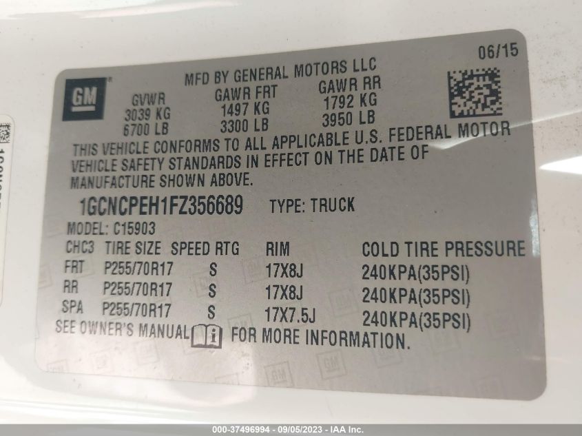 Photo 8 VIN: 1GCNCPEH1FZ356689 - CHEVROLET SILVERADO 