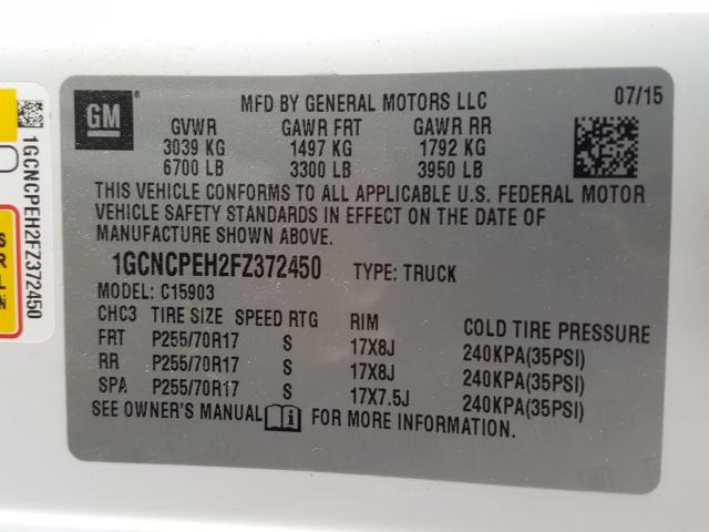 Photo 9 VIN: 1GCNCPEH2FZ372450 - CHEVROLET SILVERADO 