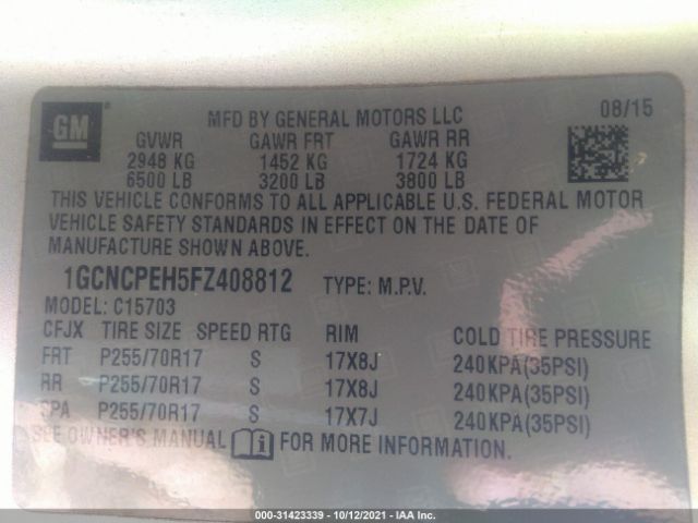 Photo 8 VIN: 1GCNCPEH5FZ408812 - CHEVROLET SILVERADO 1500 