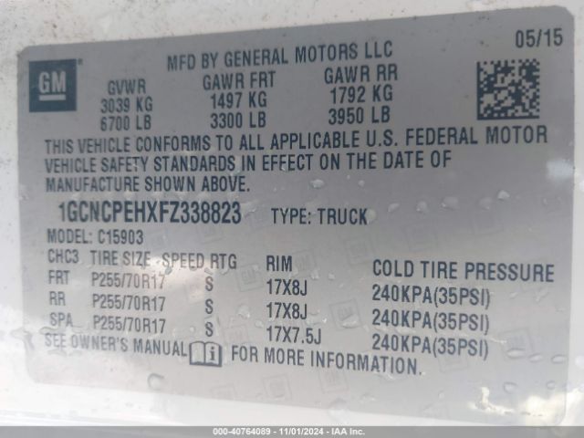 Photo 8 VIN: 1GCNCPEHXFZ338823 - CHEVROLET SILVERADO 