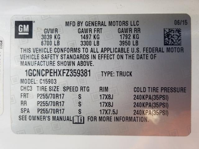 Photo 9 VIN: 1GCNCPEHXFZ359381 - CHEVROLET SILVERADO 