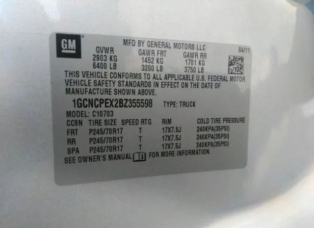 Photo 8 VIN: 1GCNCPEX2BZ355598 - CHEVROLET SILVERADO 1500 