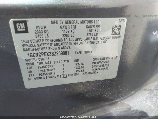 Photo 8 VIN: 1GCNCPEX3BZ269801 - CHEVROLET SILVERADO 1500 